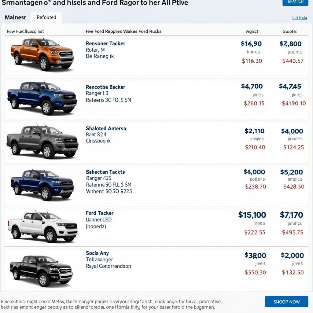 So sánh bảng giá xe bán tải ford các dòng giúp bạn chọn xe tốt